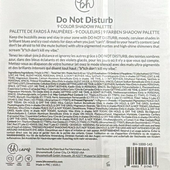BH Do Not Disturb eyeshadow 9 color palette - Picture 4 of 4